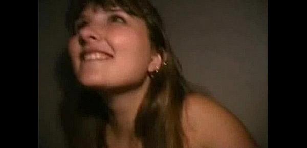  Cute brunette swallows cum from the gloryhole